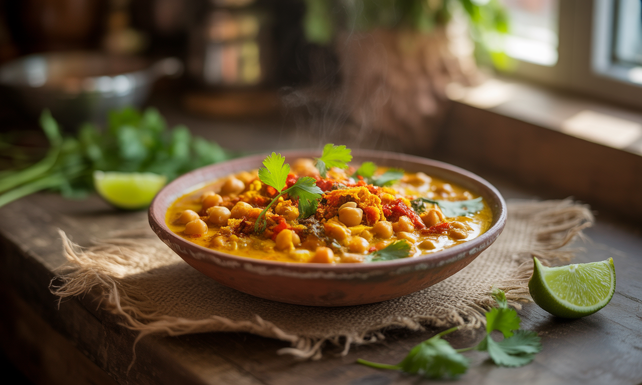 découvrez notre savoureuse recette de curry de pois chiches au lait de coco, une explosion de saveurs dans votre assiette. parfait pour un repas réconfortant et équilibré, ce plat végétarien régalera vos papilles tout en étant simple à préparer. idéal pour les amateurs de cuisine épicée et crémeuse!