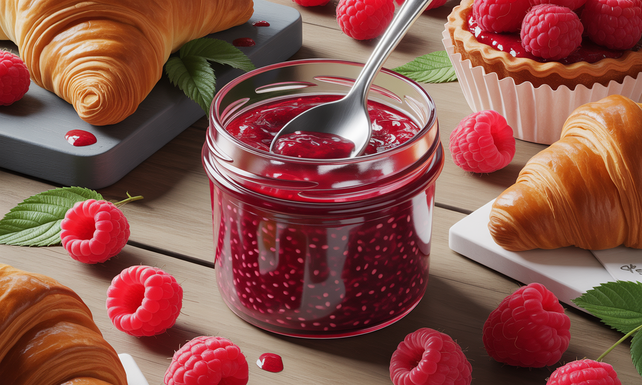 découvrez notre délicieuse confiture de framboises et chia, un mélange parfait de saveurs fruits frais et de texture croquante. idéale pour vos tartines, desserts ou toute autre envie gourmande, elle allie la douceur de la framboise à la richesse nutritive des graines de chia.