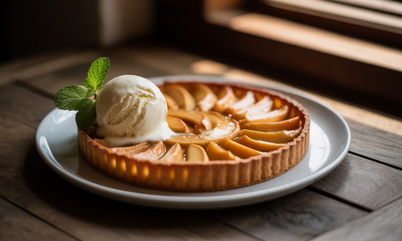 découvrez notre délicieuse tarte fine aux pommes, une pâtisserie légère et croustillante, garnie de pommes juteuses et parfumées. parfaite pour une douceur à partager en famille ou entre amis.